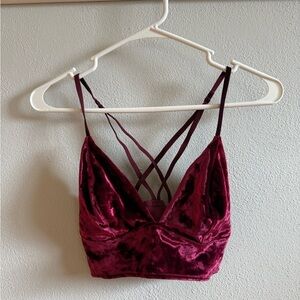 Velvet Burgundy Strappy Crop Top